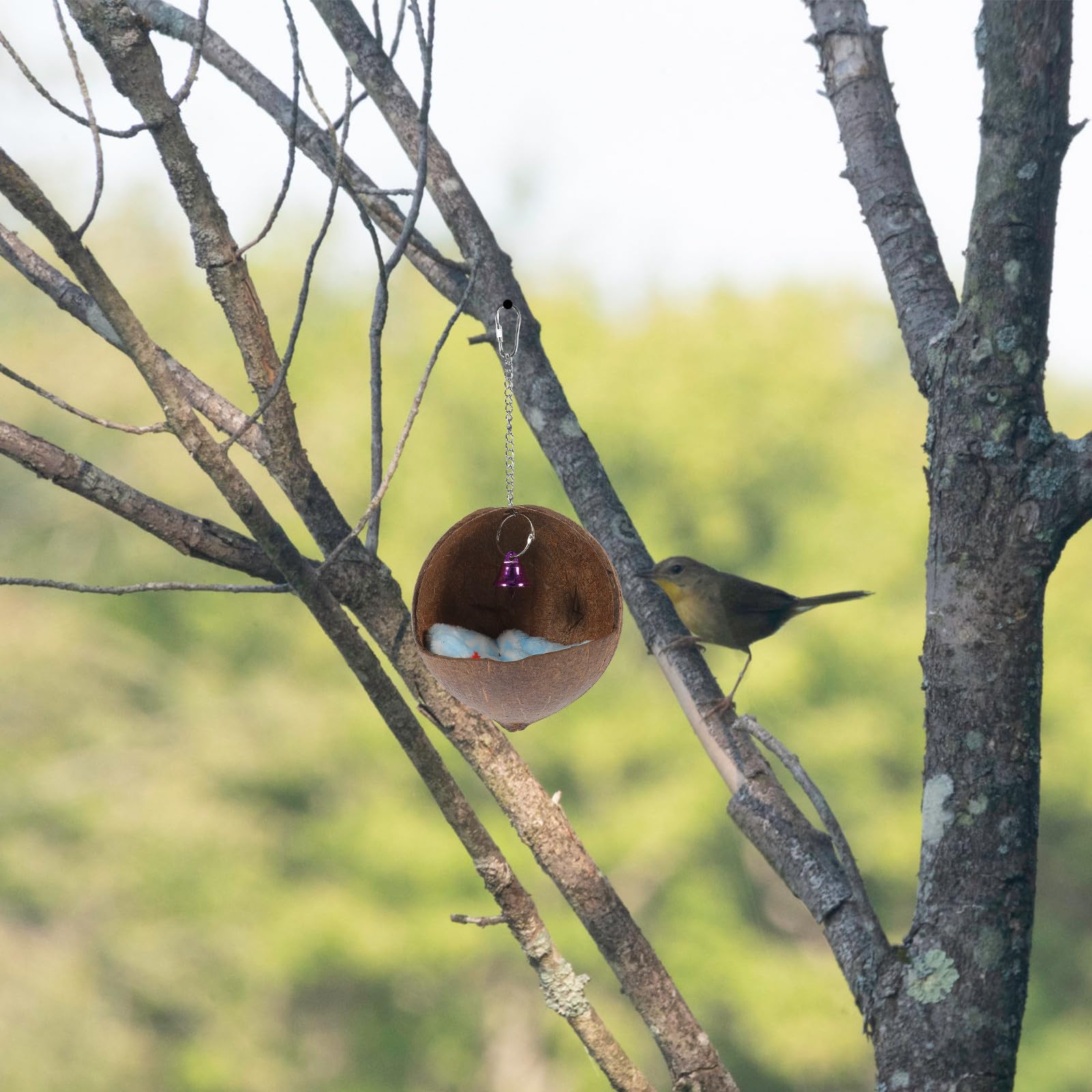 Casa Natural para Loros Nido Colgante y Campana, Cama para Pájaros para Jaula, Adecuado para Descanso de Agapornis y Periquitos Color Aleatorio — view 7