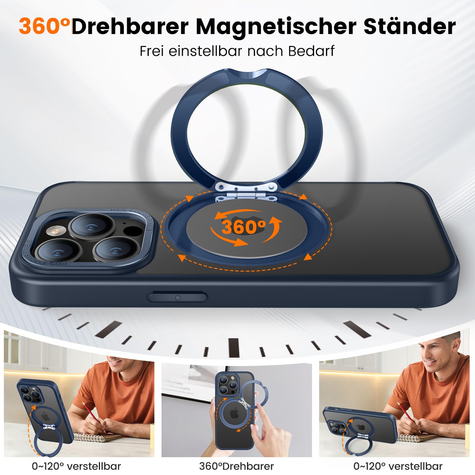 Custodia Antishock 360 Custodia ROG Phone 8 / 8 Pro HikerClub - Cover Con Supporto Magnetico 360° | Protezione Antiurto E Antiscivolo Phone Case - Foto 3