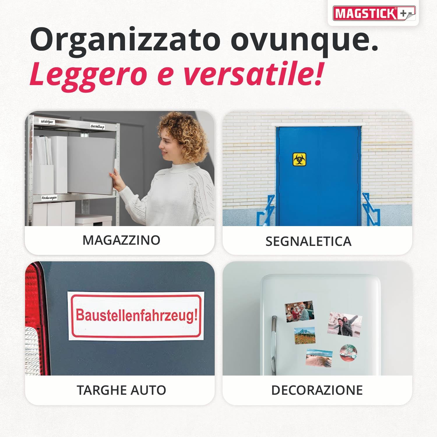 Set 10 carte magnetiche bianco DIN A4 retro magnetico stampabile getto d'inchiostro mag220