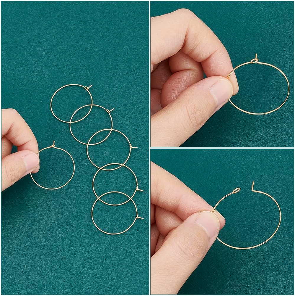 UNICRAFTALE 100pcs 30mm Wine Glass Charms Rings Golden Stainless Steel Beading Hoop Earring Dangle Hoop Earrings Making Wedding Birthday Party Festival Favor Wine Charm Rings