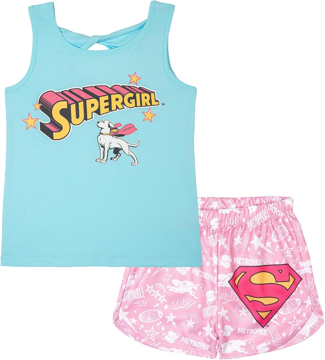 DC Comics Justice League Supergirl Girls' Athletic Tank Top and Shorts Set Toddler to Big Kid
