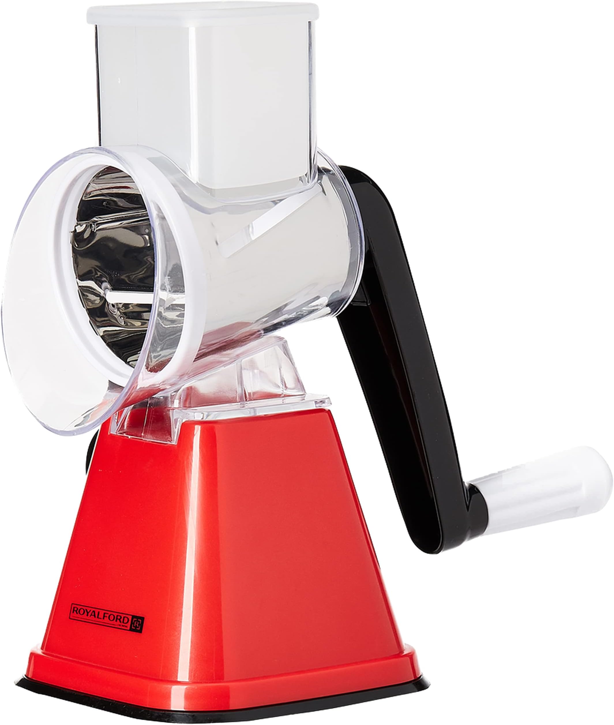 Royalford Rotary Grater, Stainless Steel Blades, Rf10312 - Vegetable Slicer With 3 Interchangeable Blades, Grater For Kitchen, Ideal For Cheese, Cucumber, Carrot, Nuts, Etc