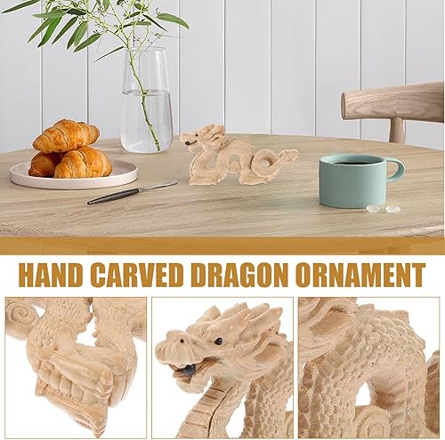 Miniatura 5 de Toyvian Escultura de dragón de madera Feng Shui tallado Dragon Ornamento Escultura Figura de dragón 2024 Año del Dragón Adornos de Año Nuevo Chino