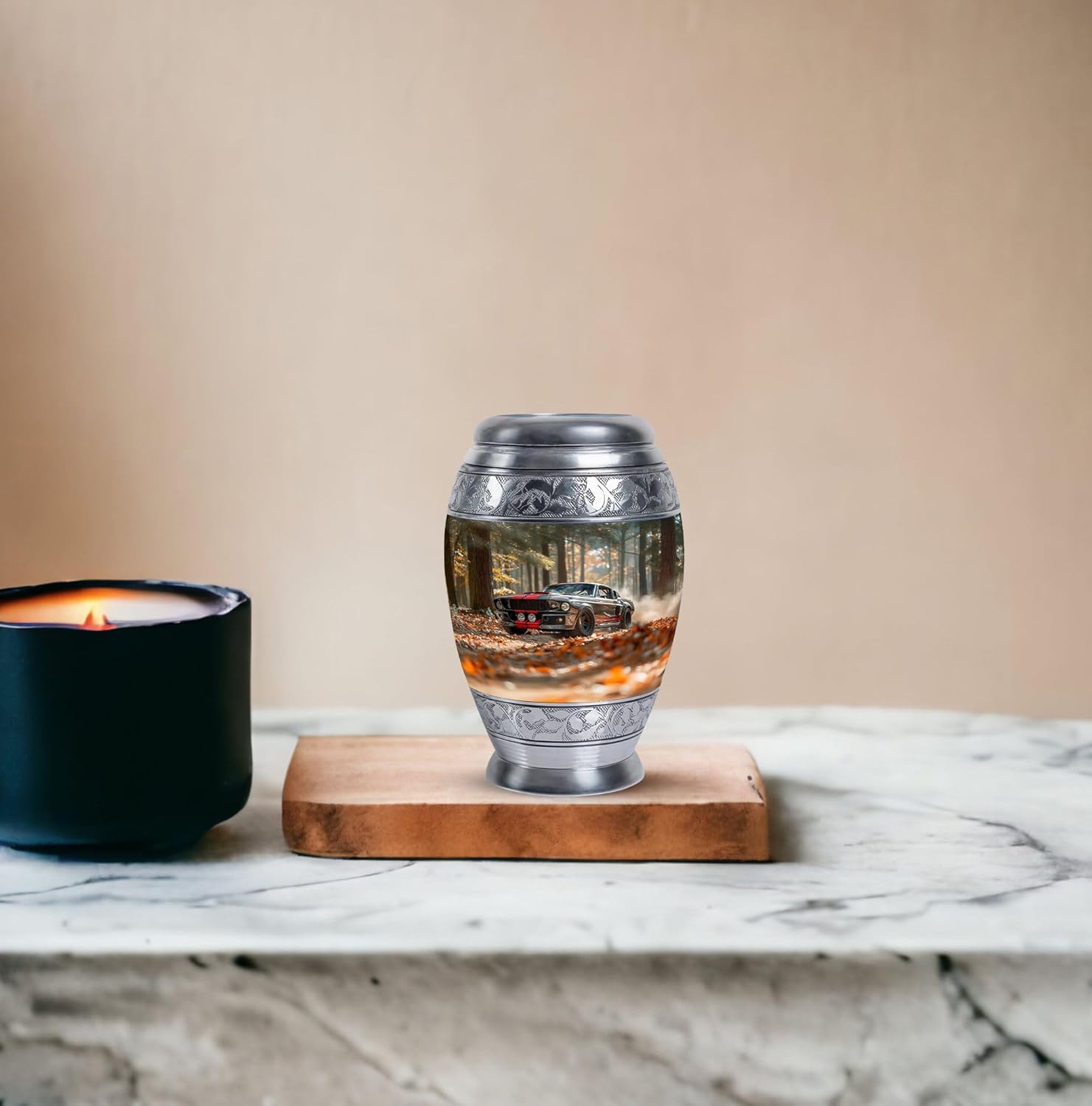 Car Urns for Human Ashes Adult Man - Muscle Car Urn - Forest Burial Urns for Ashes for Women - Small Adult Memorial Urn for Rider 3 Inch