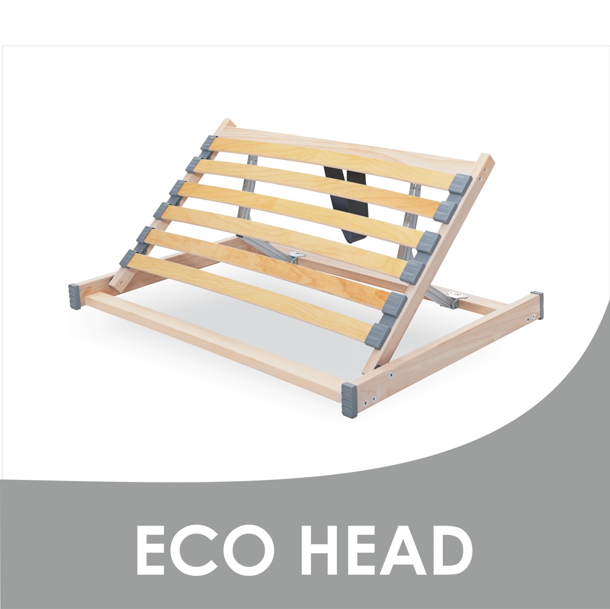 ECOFORM - Kopfteilverstellung ECO Head das Original 90cm – Kopfteil für Bett mit 13-facher Verstellung – Bett Aufstehhilfe kompatibel mit 90cm und 2x90cm Breiten Rahmen – Lattenrosthalter verstellbar