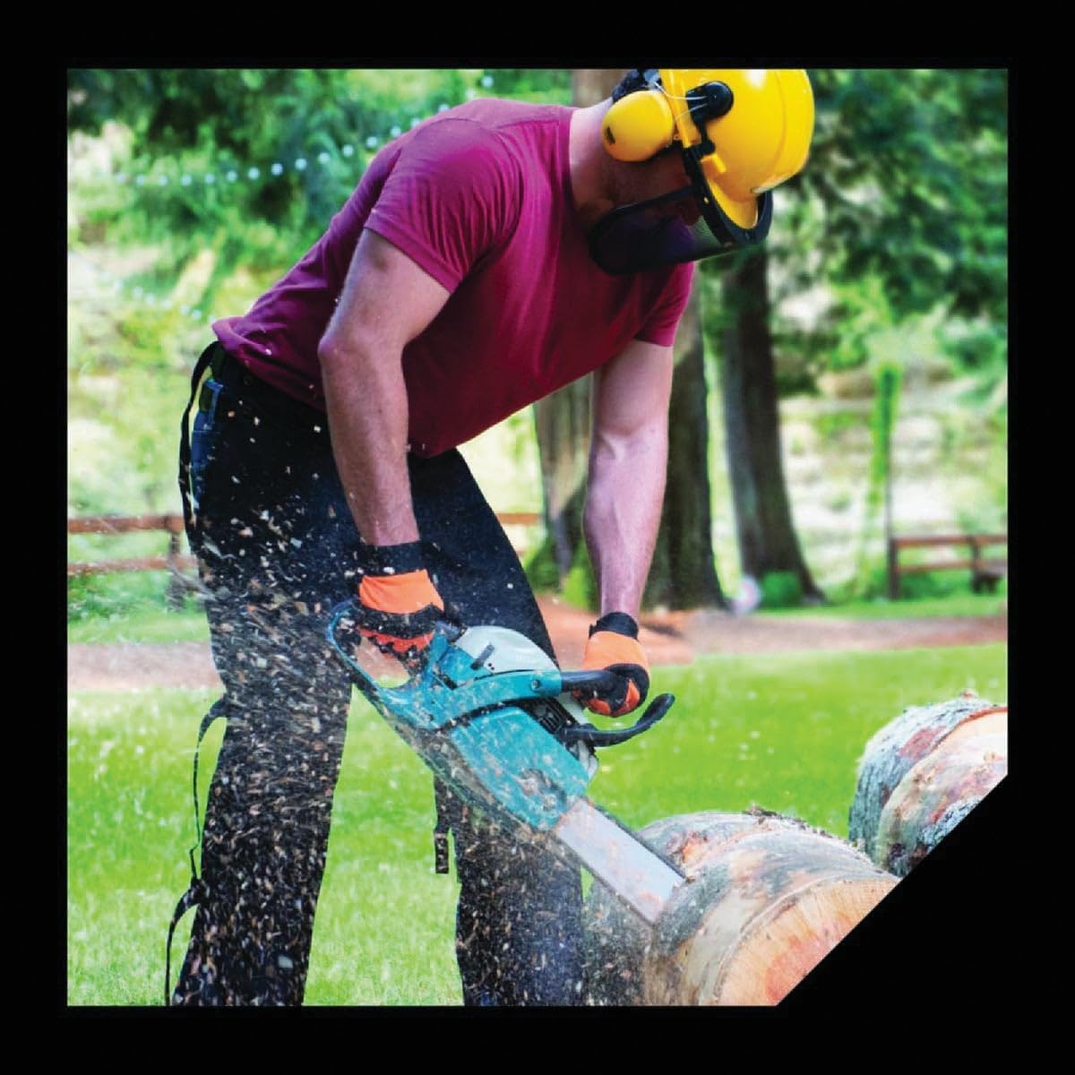 Oregon Chainsaw Safety Protective Helmet with Visor Combo Set, Yellow - Image 2