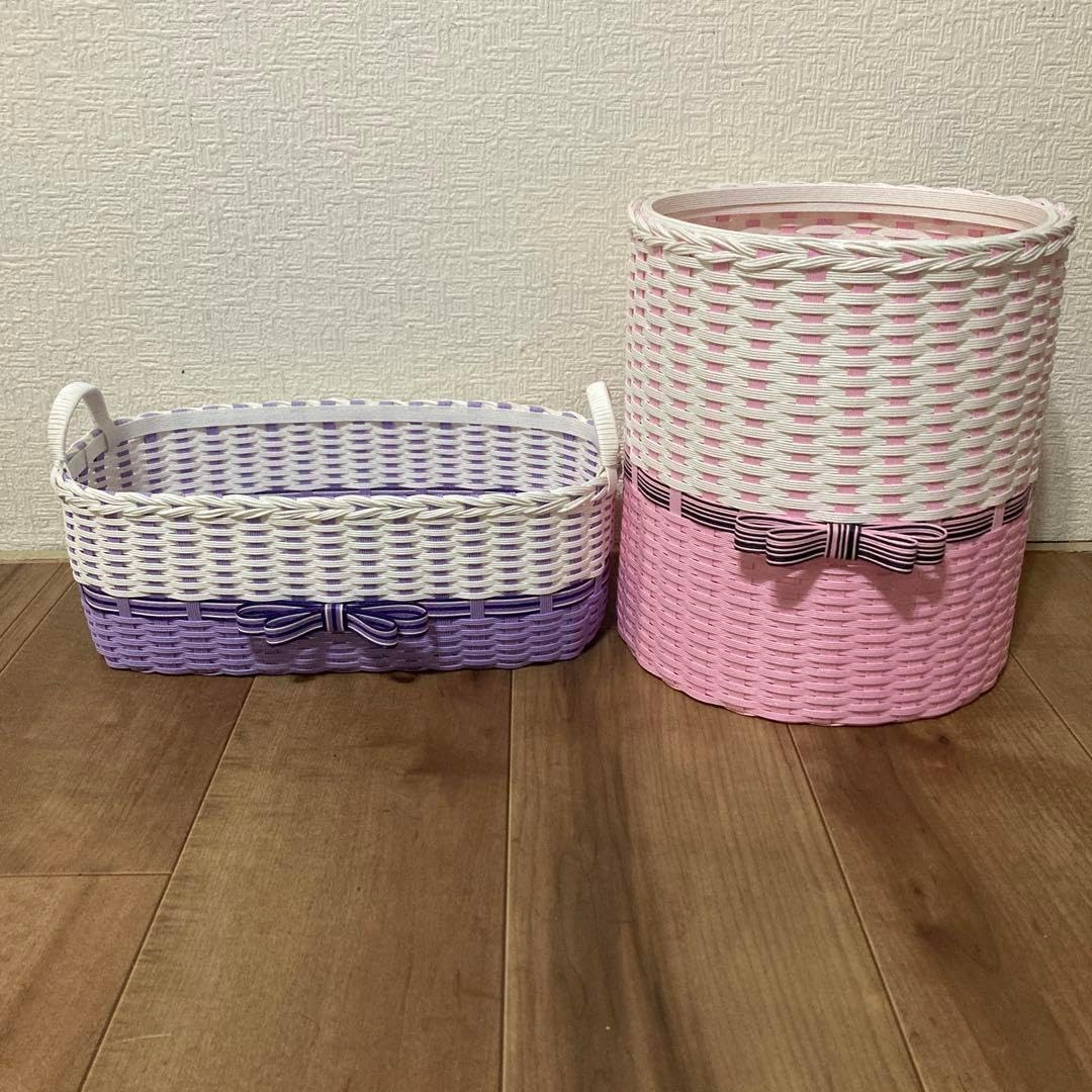 すぅ様専用ページ エコクラフト クラフトバンド ゴミ箱とパンかご