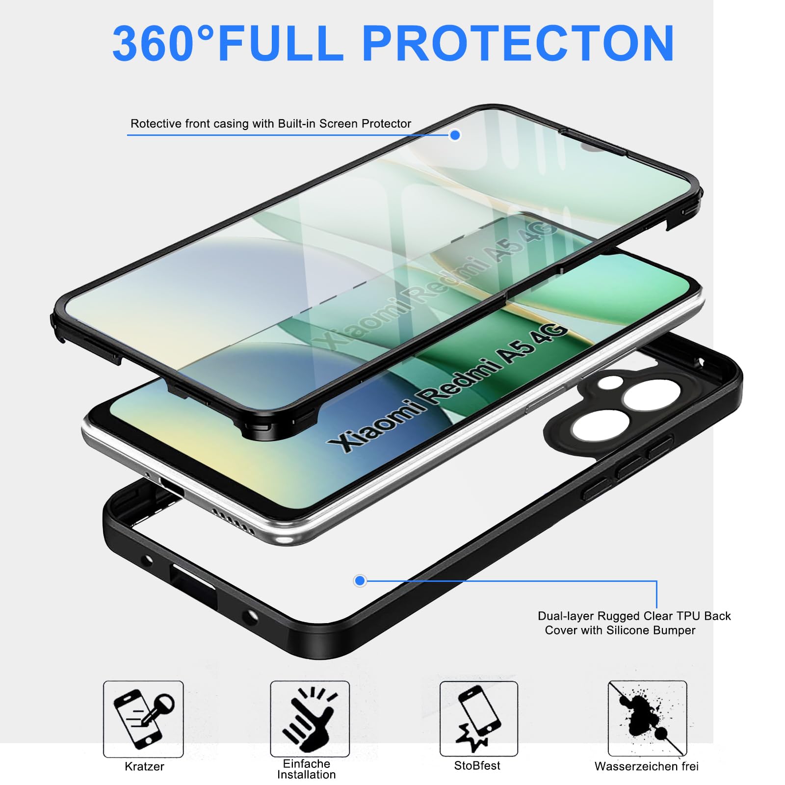 Cover Per Xiaomi Redmi A5 4G - Custodia Sottile In Silicone TPU Morbida Antiurto Opaca - Blu