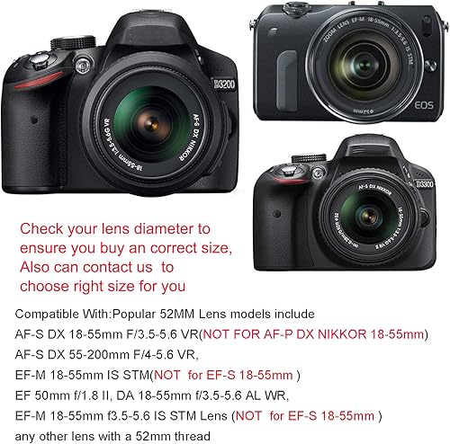 Miniatura 7 de Juego de parasol de lente de 1.929 in compatible con Canon EF 1.969 in f1.8 STM, sustituye a la campana Canon ES-68, parasol de goma plegable +