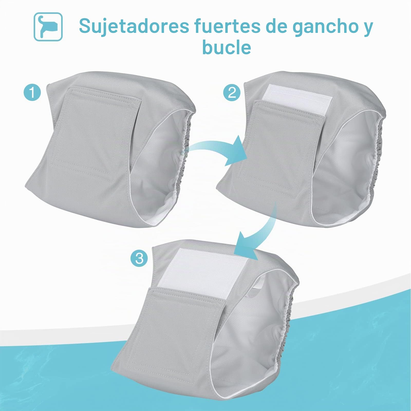 Avont 3 Piezas Pañales para Perro Macho Lavable Rutilizable L, Pañal Ajustable para Perros -Negro/Marrón/Gris