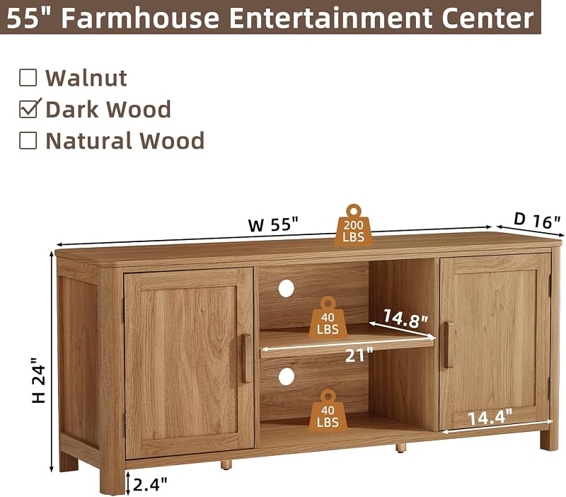 Joaxswe Farmhouse 55" Tv Stand Up for 65 in TV,Tv Consoles for Living Room image 2