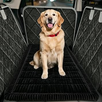 Dog Car Seat Cover for Back Seat - Thick Soft Dog Car Bed, Non-Slip Plush Backseat Cushion, Waterproof Washable Pet Car Mat for Backseat Extender Black, M/24.8"X 54"/for Cars SUV Truck