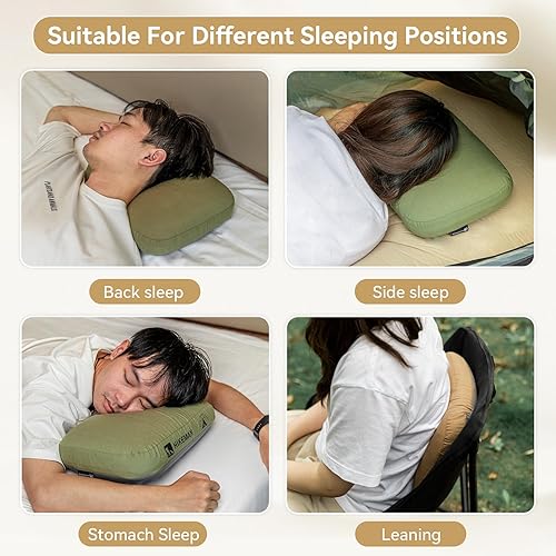 Miniatura 5 de HIKEMAN Almohada de espuma viscoelástica para campamento, almohada de viaje ultraligera, almohada de mochilero con funda extraíble, almohadas