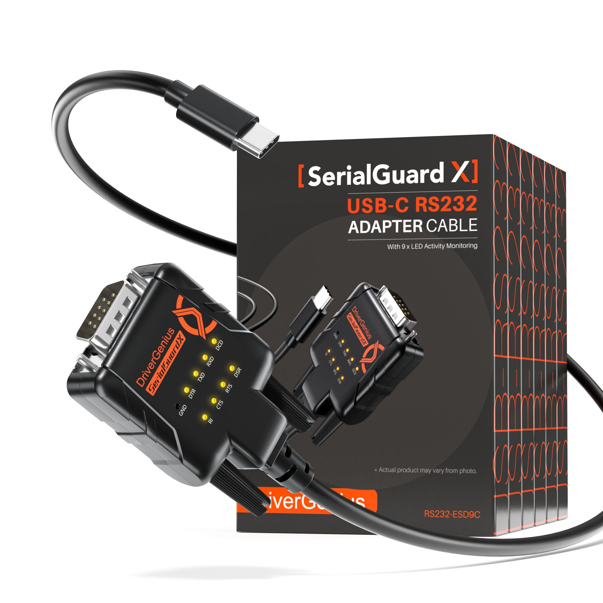DriverGenius SerialGuardX Adaptador USB C a RS232 DB9 (FTDI, 9-LED, 6 ud) | Soporte Completo de Pines RS232 para Pruebas de Hardware, Diagnóstico y Aplicaciones de Control Industrial (PC/Mac)