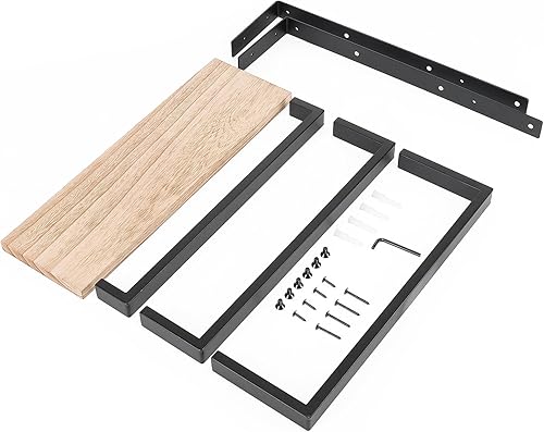 Miniatura 8 de NearMoon Toallero colgante para baño, toallero de metal grueso con estante de madera, almacenamiento de barra de toallas de 3 niveles, colgadores de