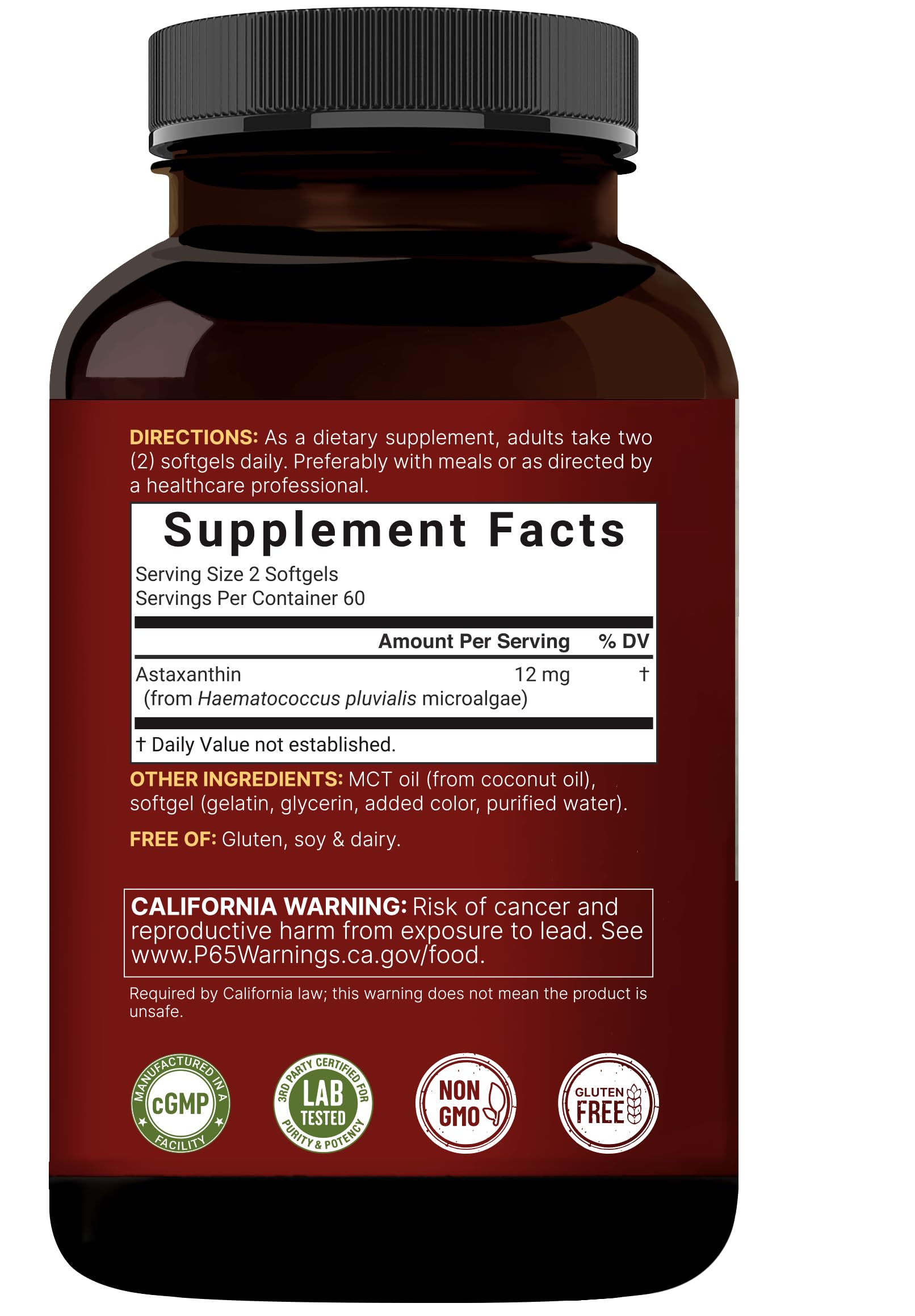 NatureBell Astaxanthin 12mg Per Serving, 120 Softgels - 2 Month Supply — Amazon image 7