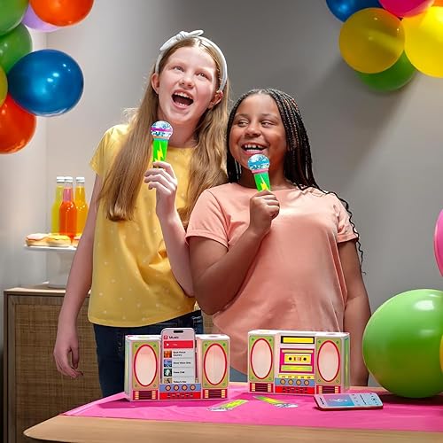 Miniatura 5 de Fun Express Amplificadores de teléfono retro Boom Box de 8" x 5" con accesorios de micrófono, 12 piezas