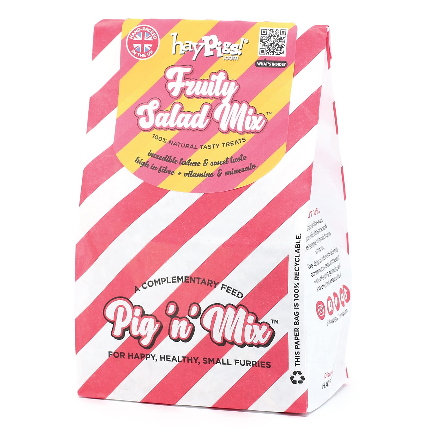 HayPigs! Pig 'n' Mix Fruity Salad 90g Guinea Pig Treats Refill Bag - Rabbit Treats Also Great for Rat, Hamster or as Treat for Boredom Breaker - Guinea Pig Gifts