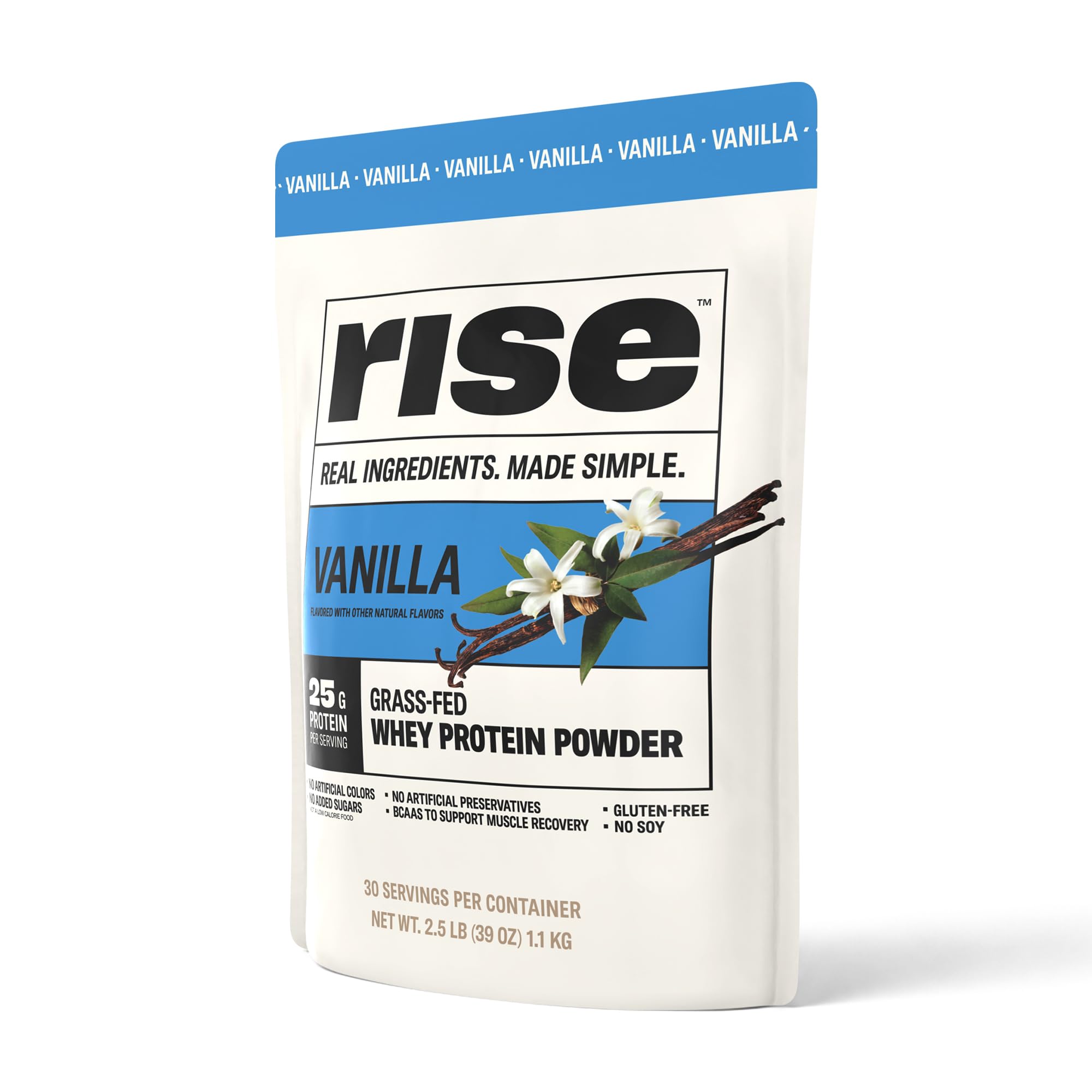 Rise Grass-Fed Whey Protein Powder - Vanilla | 25g Protein No Artificial Flavors, Colors, or Preservatives - Sugar Free, Gluten-Free, Soy Free (2.5 lbs) — Amazon image 8