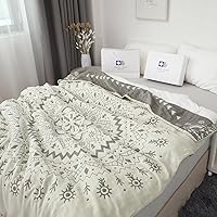Vista 35 de Cobija para cama de estilo bohemio, 100 % algodón, ultra suave, edredón rústico, cobija de otoño, estampado floral, decoración de granja, cobija