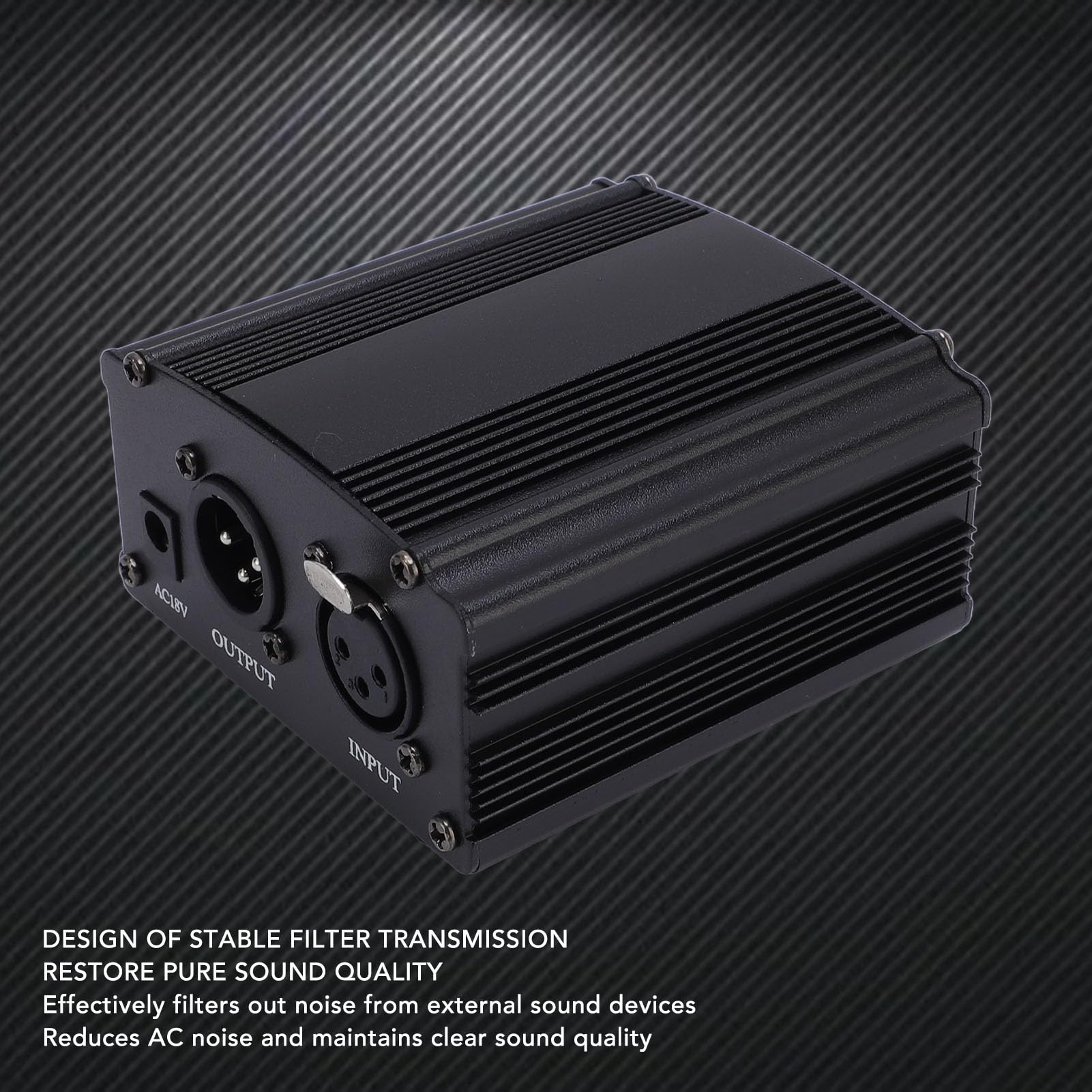 48V Phantom Power Supply, Aluminum Alloy Microphone Power Box, Shielding Against Electromagnetic Interference, Reduce Noise, Compatible with Mixer, Sound Card