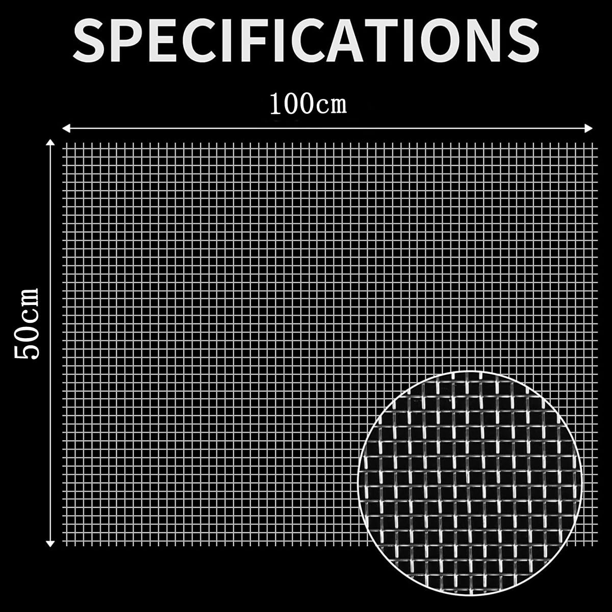 GTPBAO Metal Wire Mesh Screen 50cm x 100cm 304 Stainless Steel Woven Vent Wire Sheet for Air Filter Window Protector Cover Filtration Hardware Grate(6 Mesh 3.6mm)