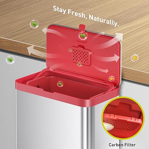 Miniatura 3 de EKO Cubo de compost de cocina de acero inoxidable con cubo interior extraíble y compartimento desodorante, cubo de basura de cocina de 7 l1.85