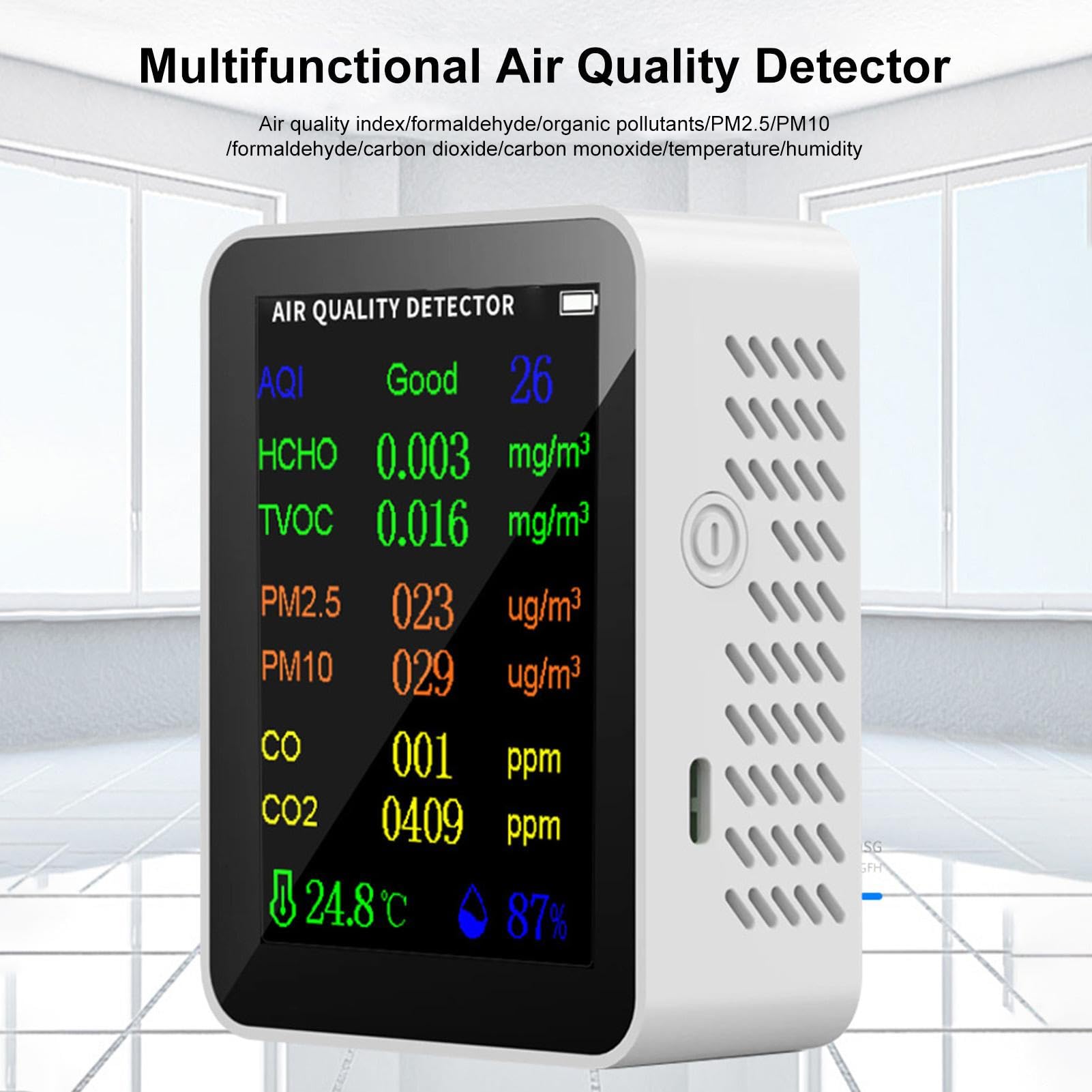 Detector de interior, detector de calidad del aire Monitor portátil 10-en-1 | Probador de calidad del aire, medidor de dióxido de carbono