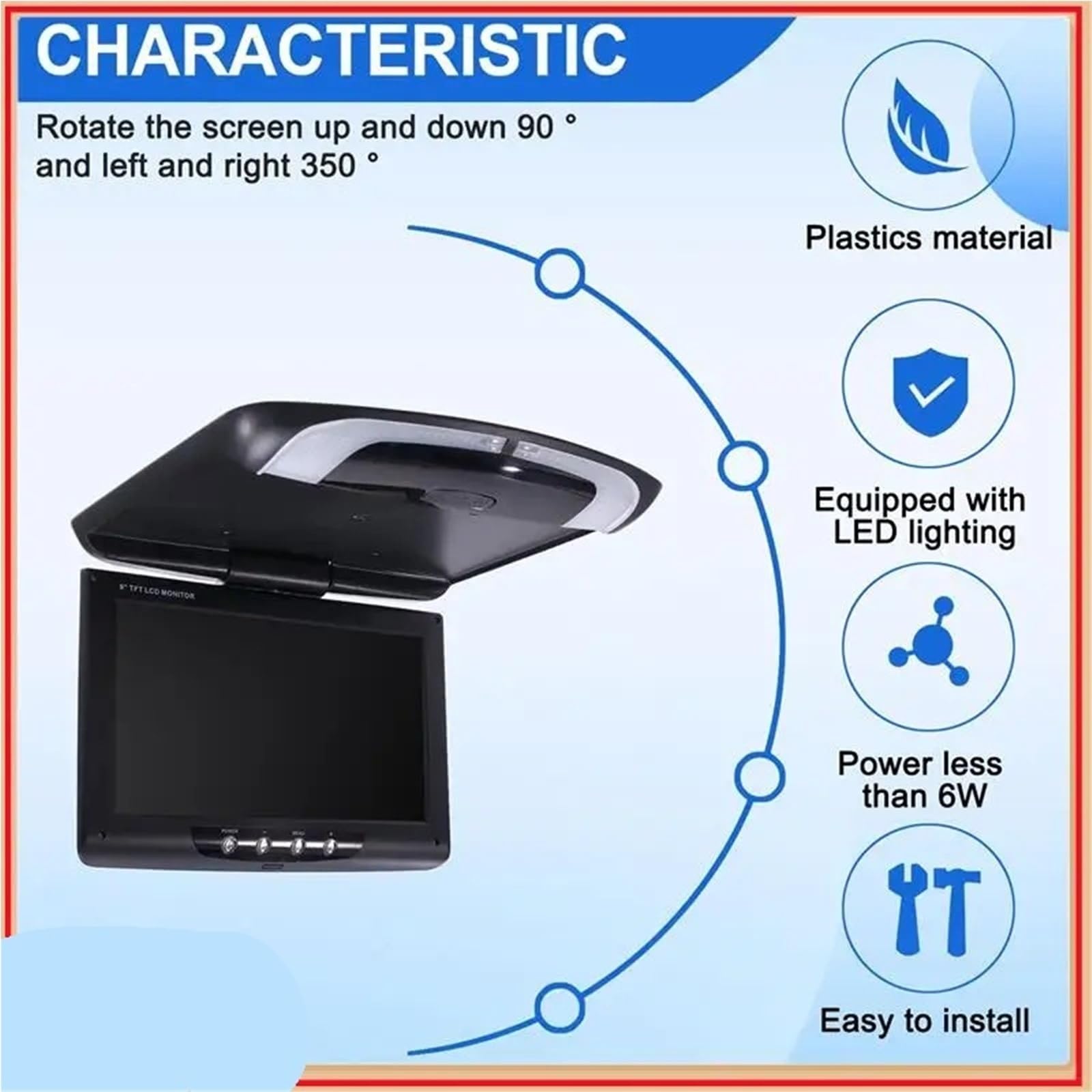 Exclusive Car Roof Monitor Lcd Flip Screen Top Multimedia Video Ceiling Roof Mounted Display, Car Ceiling Display