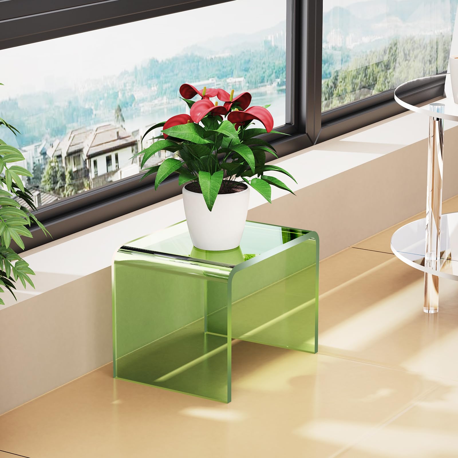 Sgabello in Acrilico Piccolo, Sgabello da Piedi in Acrilico Trasparente per Bagno, Camera da Letto e Cucina con Antiscivolo, Supporta fino a 113 kg (Trasparente, 32 cm x 22,9 cm × 24,9 cm