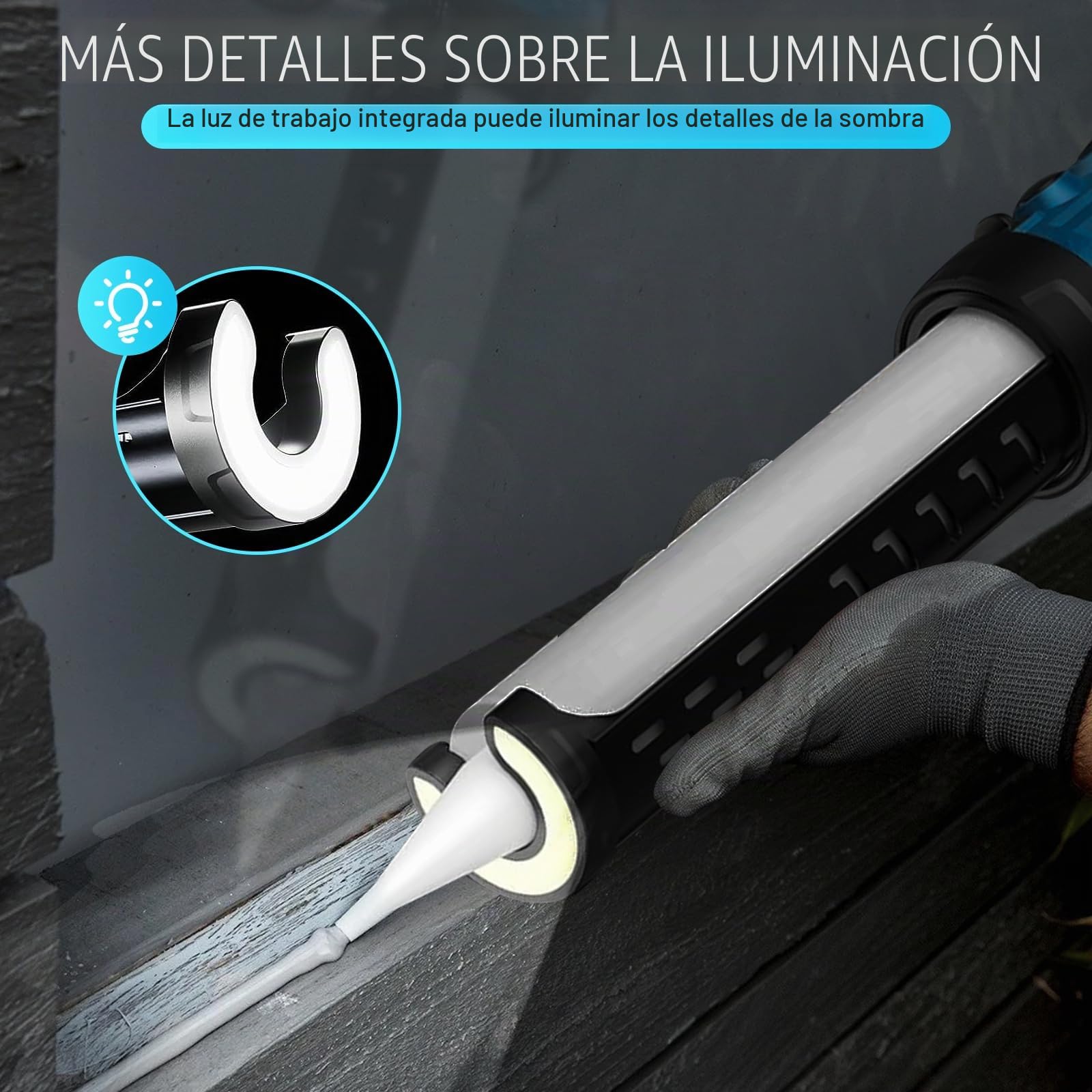 Pistola de Cartucho a Batería Compatible con Makita 18V Batería Sin batería | Pistola de Calafateo Eléctrica con 4 Velocidades Ajustables, Luz LED, Pistola de Silicona Sin Goteo para Llenado, Sellado
