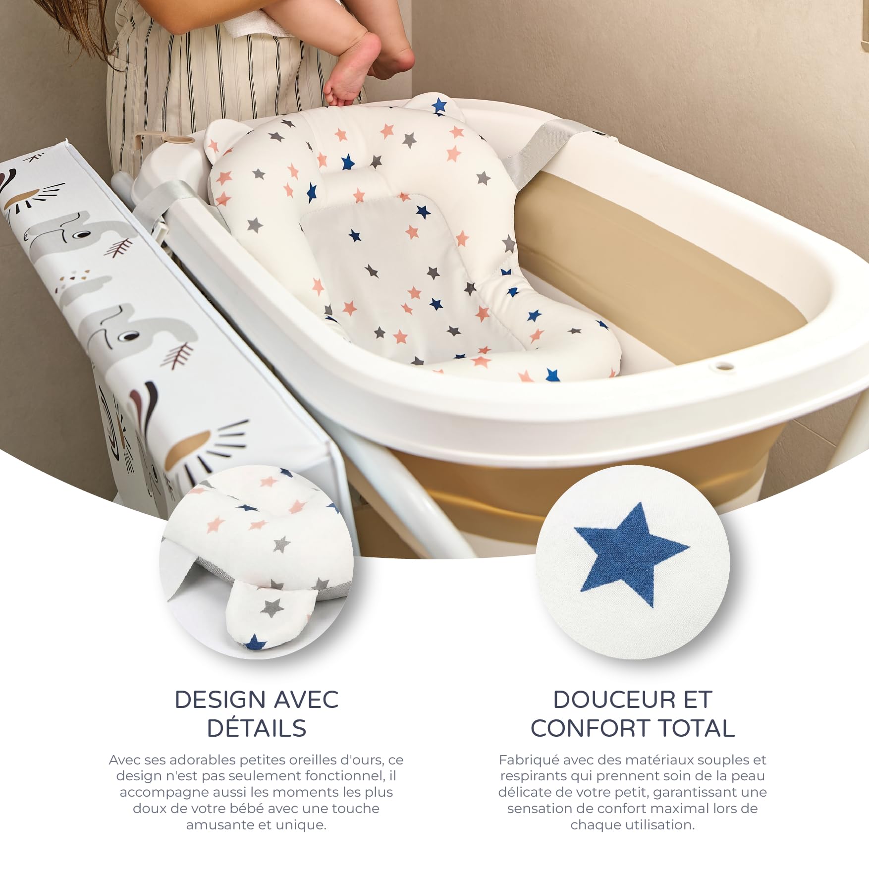 MS BabyWorld - Coussin Réducteur - Coussin Réducteur Adaptable pour Baignoire Pliable | Facile à Ranger | Portable pour la Maison ou les Voyages