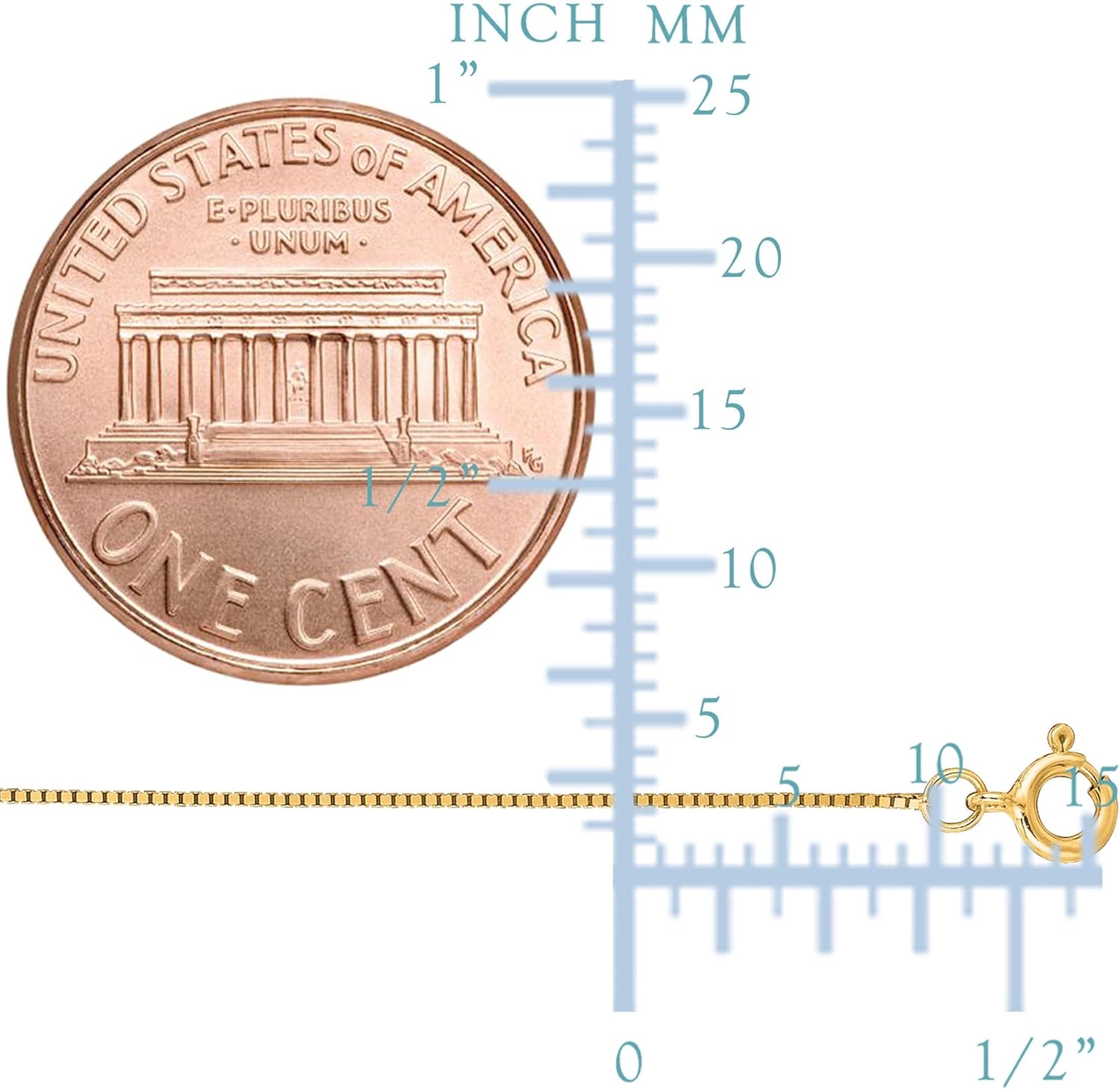 Jewelry Affairs 14k Real Solid Gold Box Style Chain Necklace, 0.6mm - Image 2