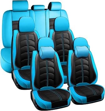 Car Seat Cover 7 Seats for Hyundai Palisade 2020-2025, Durable Wear Resistant Waterproof Seat Cover, Breathable No Odor Premium Leather Vehicle Interior Accessories.7 Luxury,Black Blue