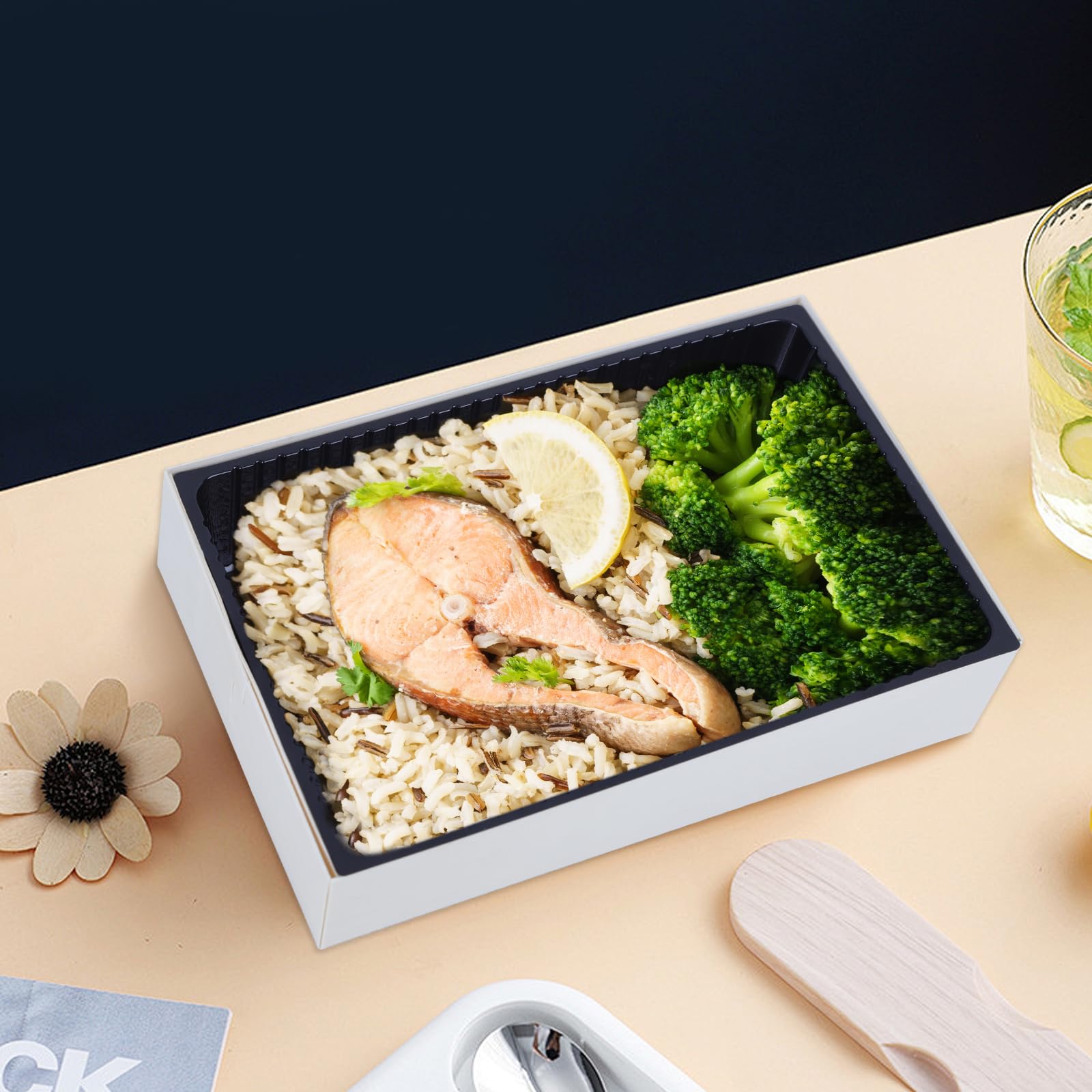 Wandefu To Go food containers disposable food containers with lids,20 Pcs 9×7×2.56 inch take out containers with lids Transparent cover plastic rectangle to go boxes disposable meal prep containers