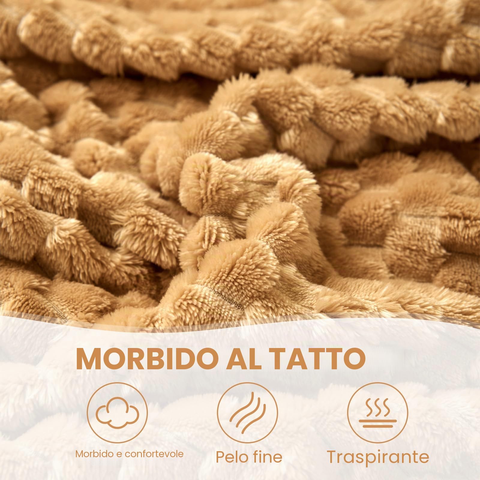 Good Nite Morbida coperta in microfase, 270 x 230 cm, coperta in pile per divano e letto, camera da letto, ufficio, beige