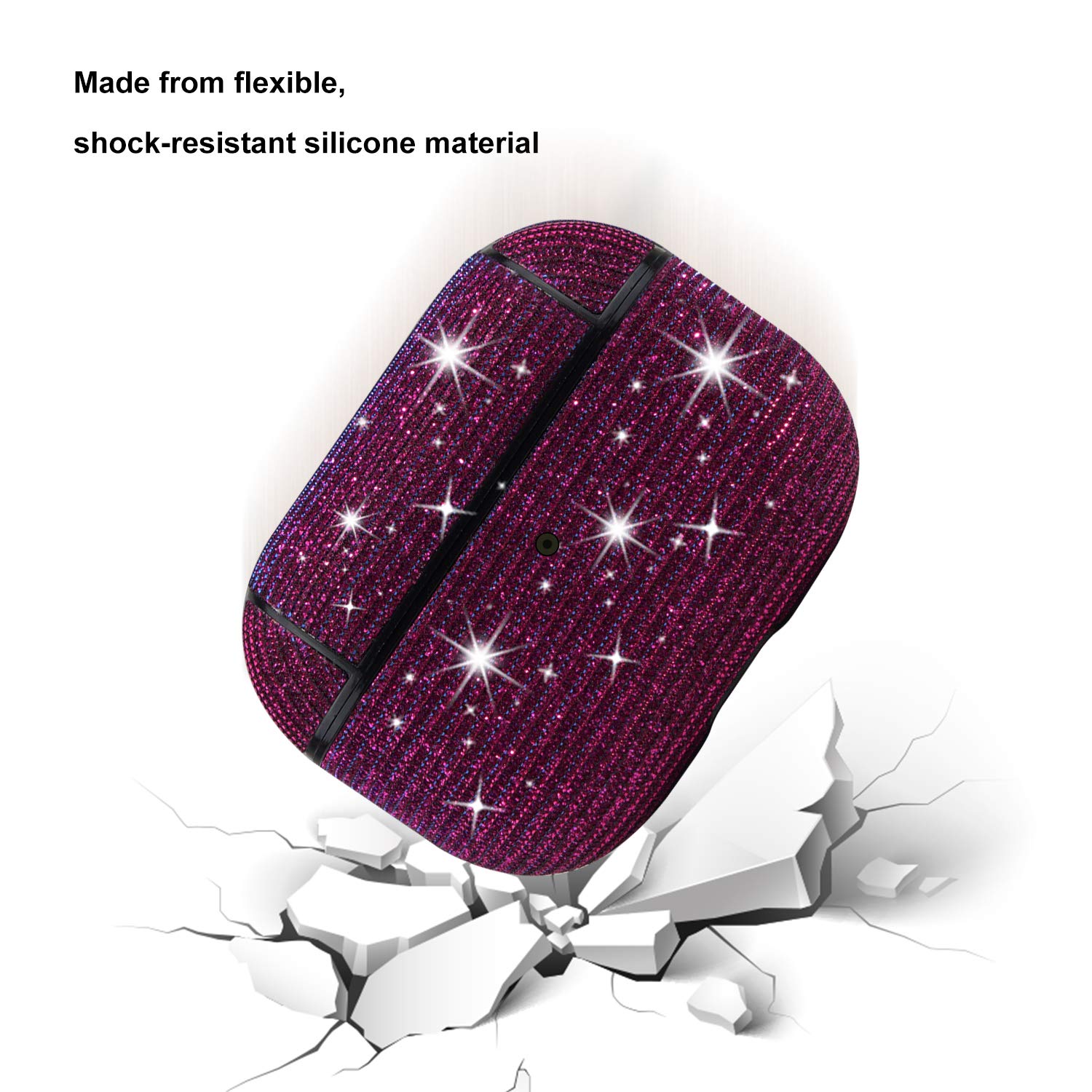 AirPods Pro Case, Case for AirPods Pro, Airpods Pro Skin, Airpods Pro Accessories, Bling Glitter AirPods Pro Case Cute for Girls Kids Protective Case for AirPods Pro Charging Case,Purple