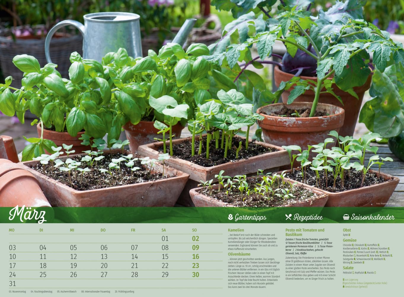 Landliebe Kalender 2025, Wandkalender im Querformat (45x33 cm) - Gartenkalender / Landleben mit Tipps zu Garten und Küche sowie Saisonkalender