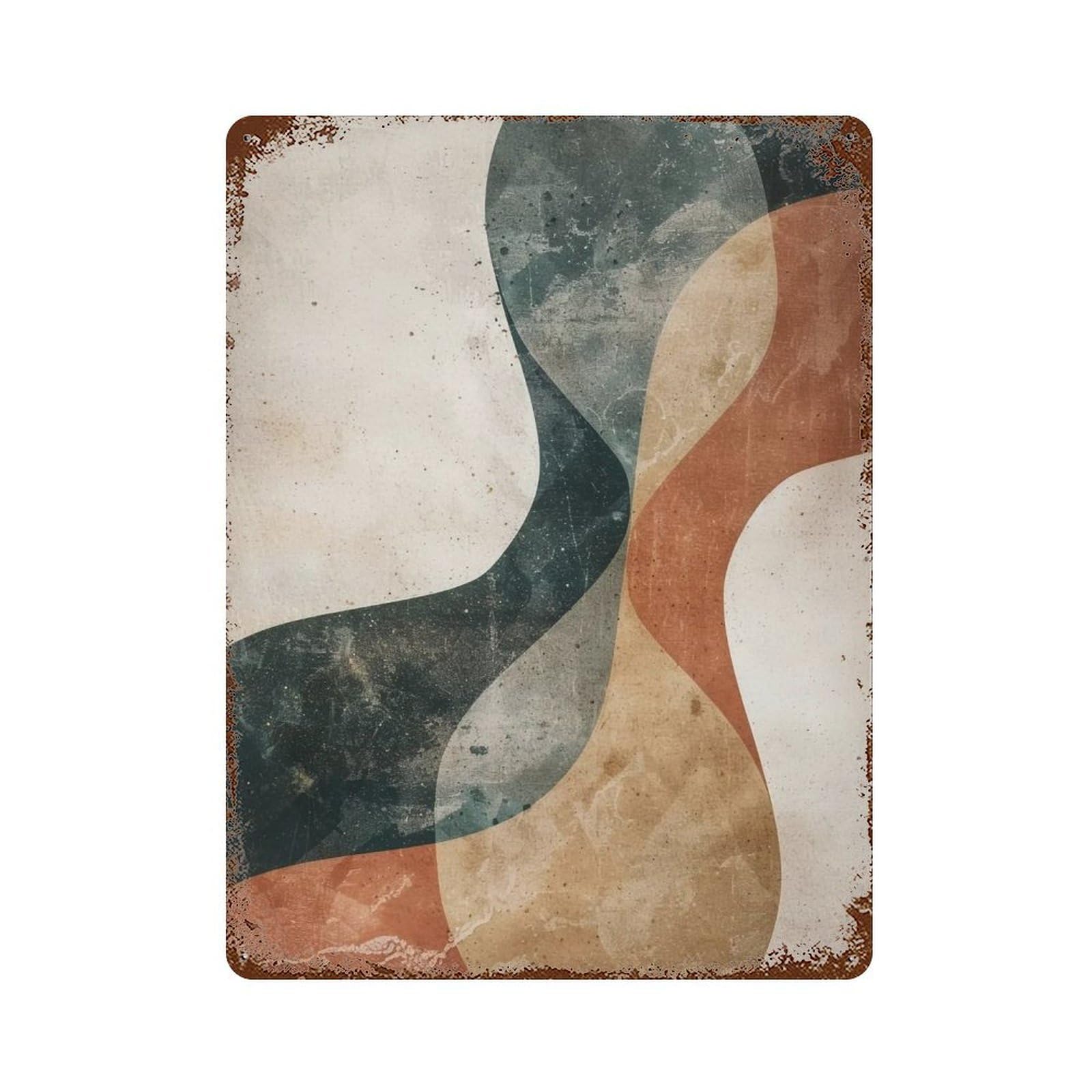 Wihyrtui Style Retro Textured Curved Earth Abstract Shapes 03 Wall Retro Iron Metal Tin Sign Vintage Art Poster Modern Home Cofffee Club Art Bar Shop Decor 40X30cm