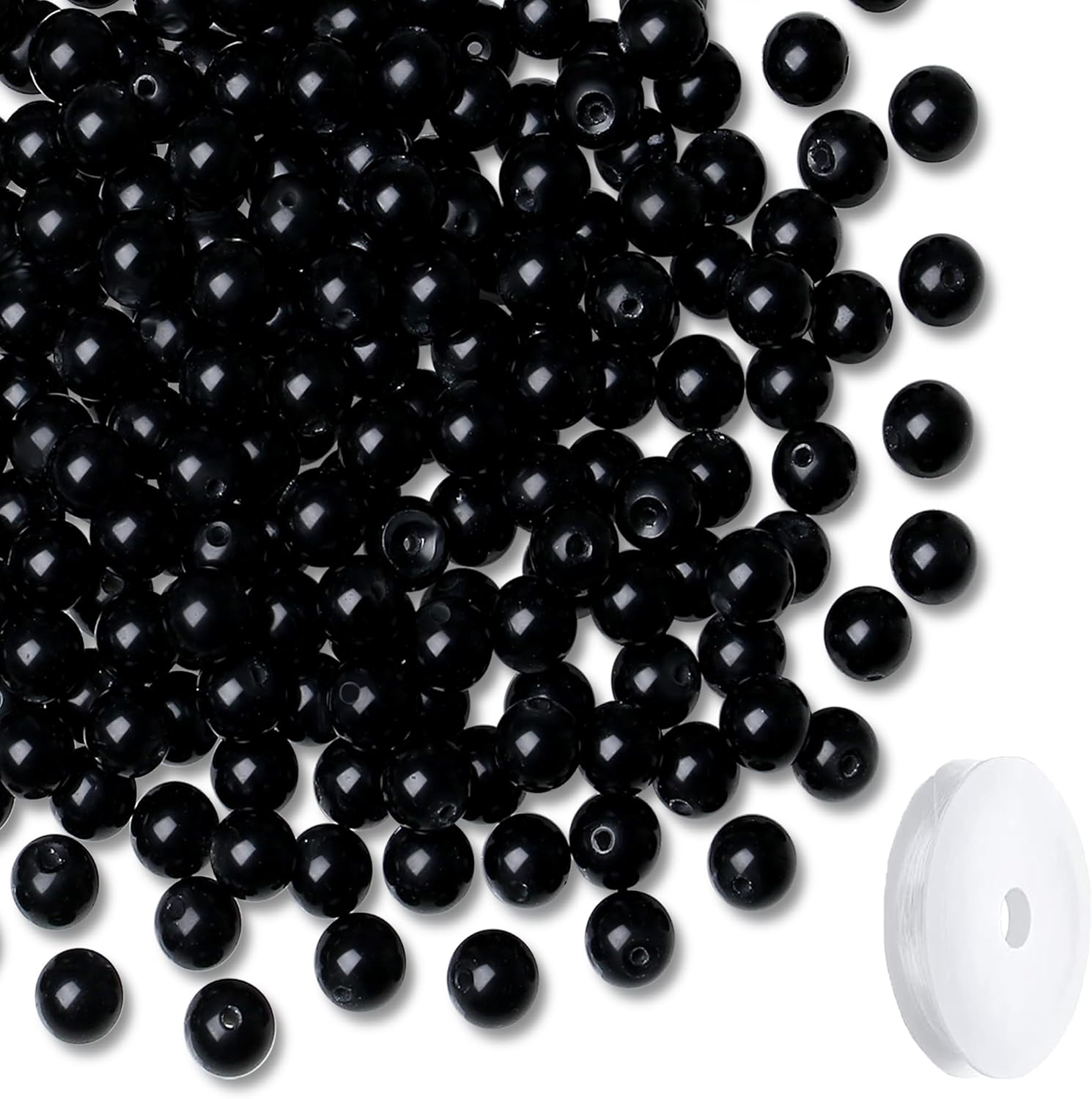 Obsidian 8mm Beads 100Pcs Natural Obsidian Stone Black Beads Loose Round Gemstone Crystal Bead for DIY Bracelet Necklace Jewelry Making - Image 4