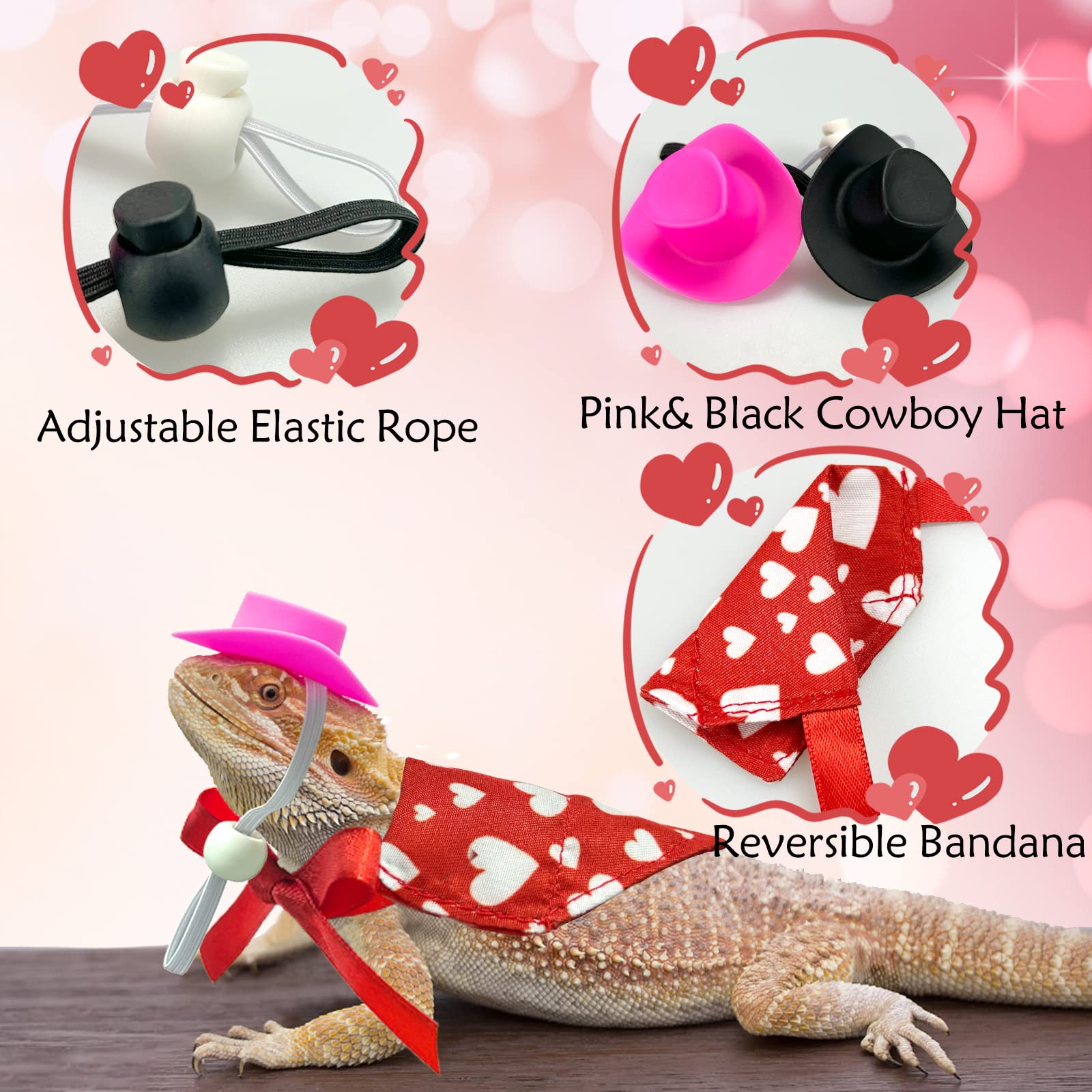 Cowboyhut & Bandana Set Für Reptilien – Kostüm Für Eidechse, Gecko, Chamäleon Zu Halloween & Partys (2-teilig, Braun/rot)