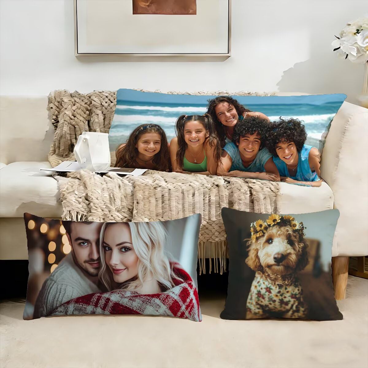 Kissen Personalisiert, Kissenbezug 60x180-Kissen mit Foto Doppelseitig Bedruckt Fotokissen, Dekokissen, Fügen Sie Jeden Bildtext Hinzu und Druck Zierkissen Sofakissen, Personalisierte Geschenke 0o-1