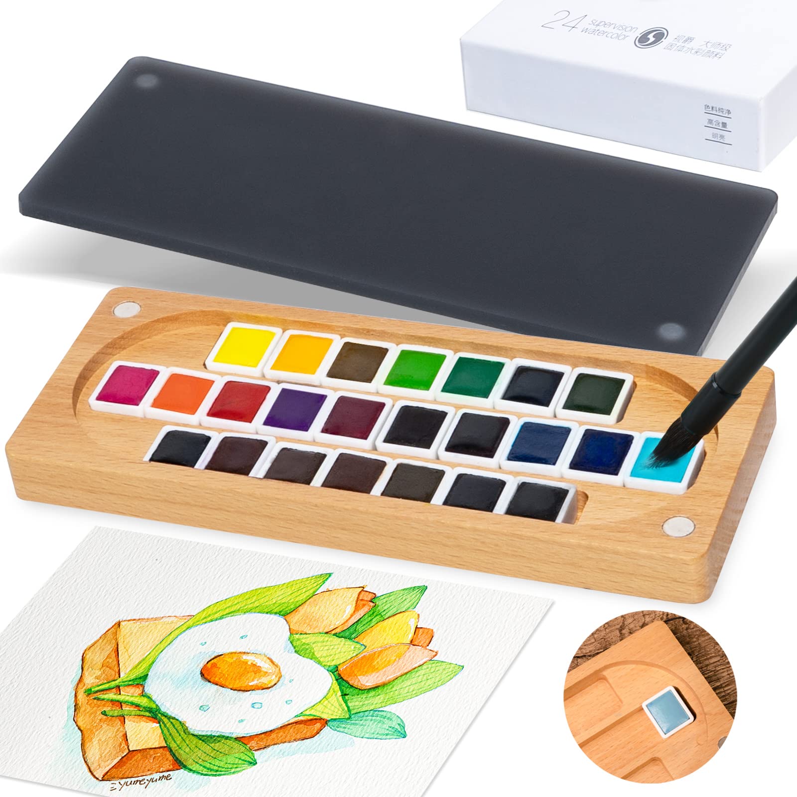 supervision スーパービジョン　透明水彩　24色セット Amazon | SUPER VISION 水彩絵の具 分離色 透明水彩 絵の具 15色