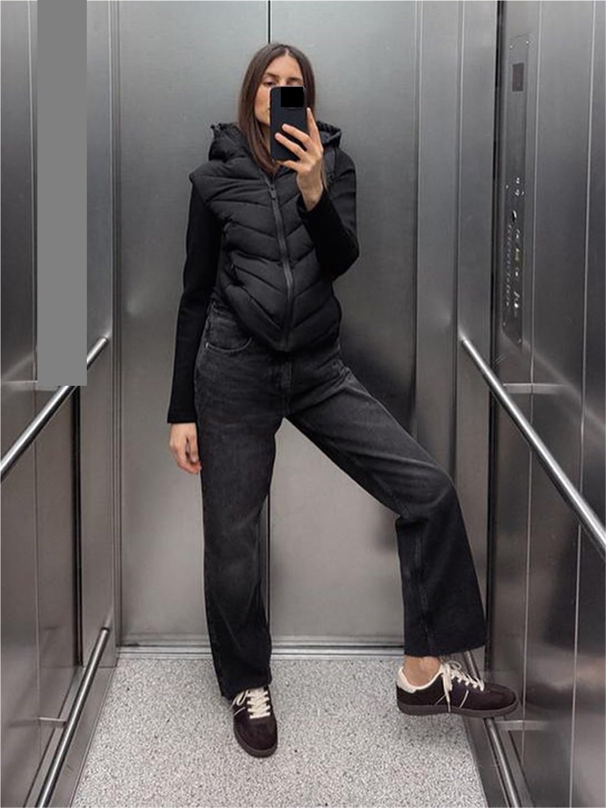 Gesteppte Kapuzenjacke for Damen, durchgehender Reißverschluss, weibliche Oberbekleidung Outdoor Aktivitäten
