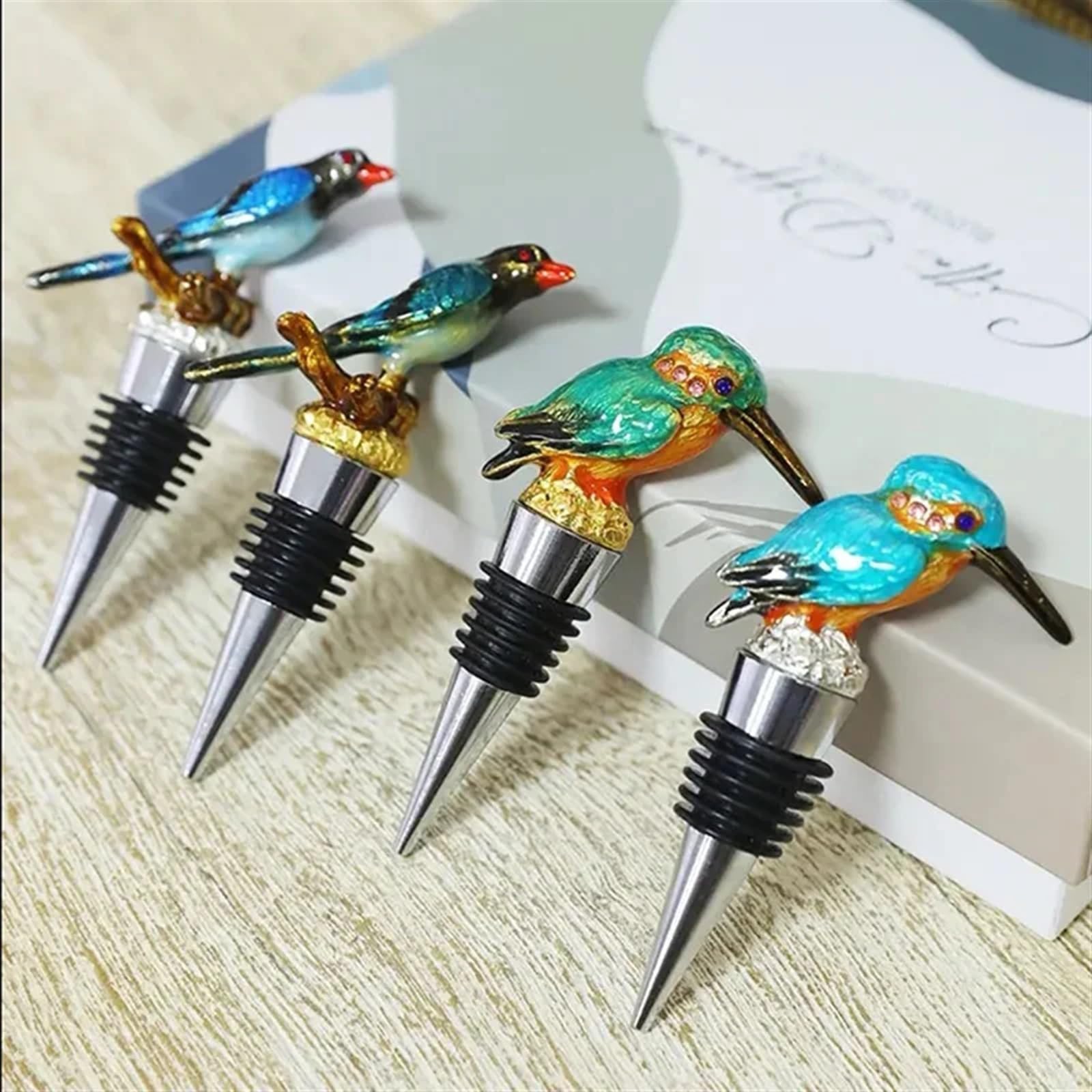 Bouchon de vin, bouchon de bouteille de vin en métal d'oiseau or argent boisson de champagne for cadeau de fête de mariage accessoires de bar à la maison (Color : Silver Magpie)(Golden Magpie)