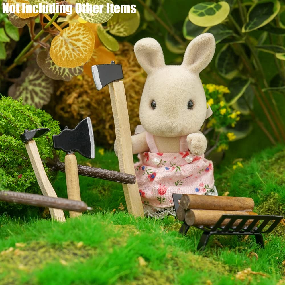 Odoria 1/12 Scale Miniature Accessories Set - Boots, Broom, Mat, Axe & Firewood Log Holder For Dollhouse - View #6