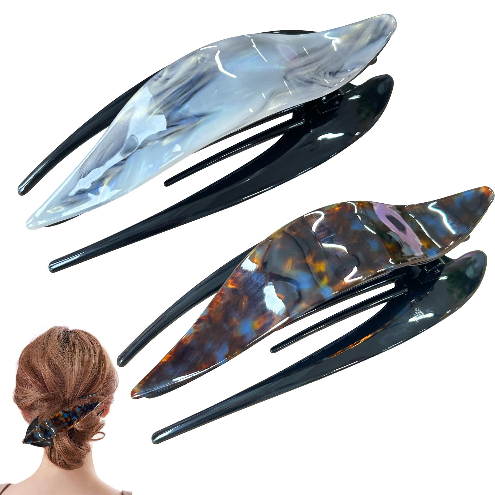 5" Acetate Tortoise Hair Claw Clips ，Hair Pins，French Duckbill Barrette for Women - Durable Handmade Elegant Grip Accessory.