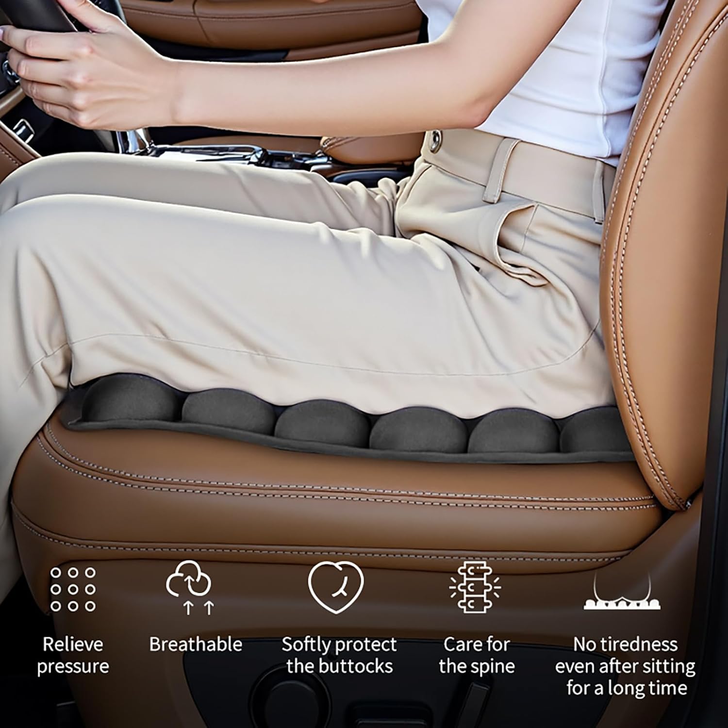 Travel Cushion for Long Flights, Sedentary Relief Discomfort in Coccyx and Buttock - 3D Inflatable Seat Cushion is Ergonomic (Black, 16" x18") - Image 3