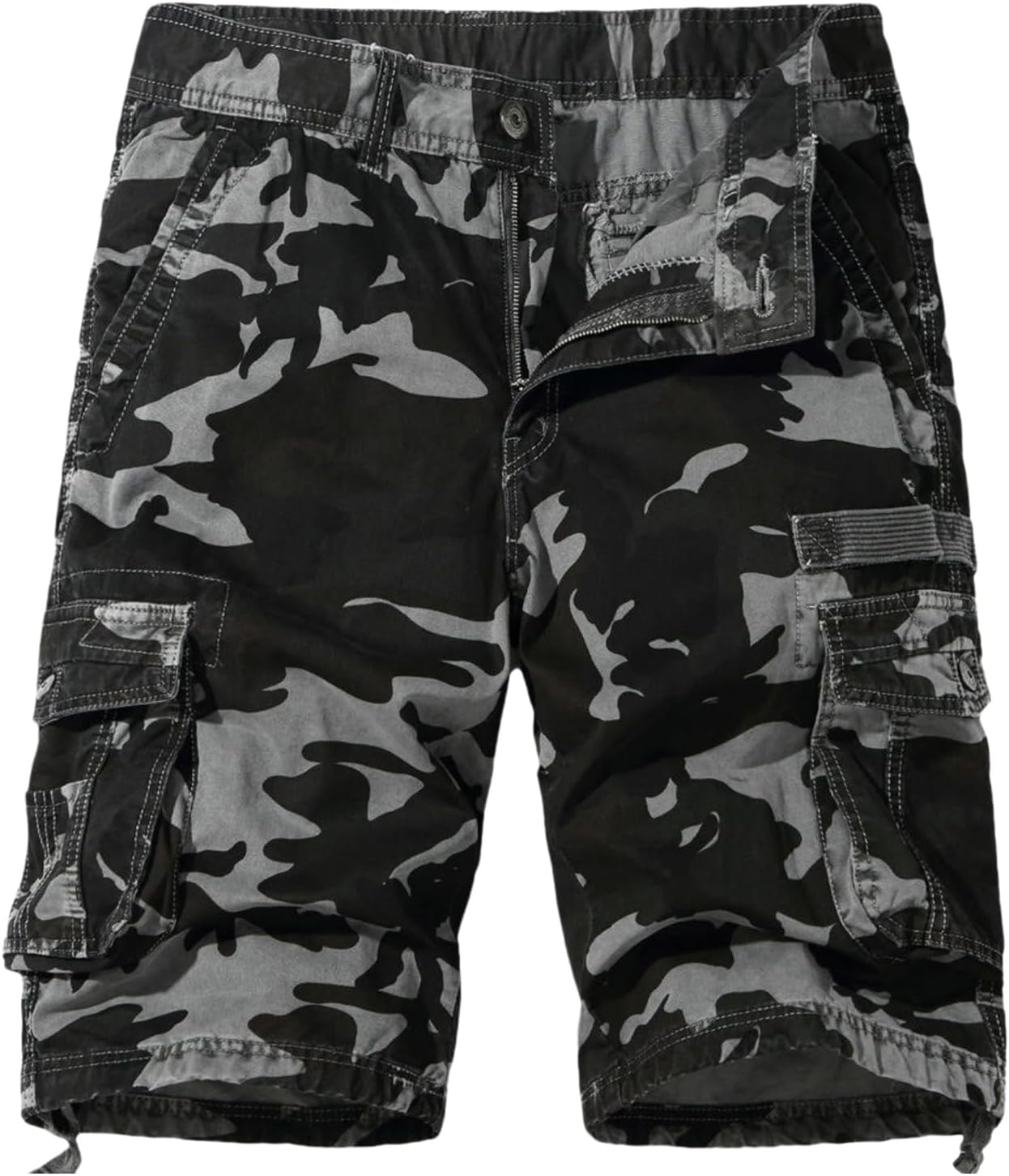 Men's Summer American Style Loose 5-Point Multi-Pocket Camo Casual Mid-Length Shorts