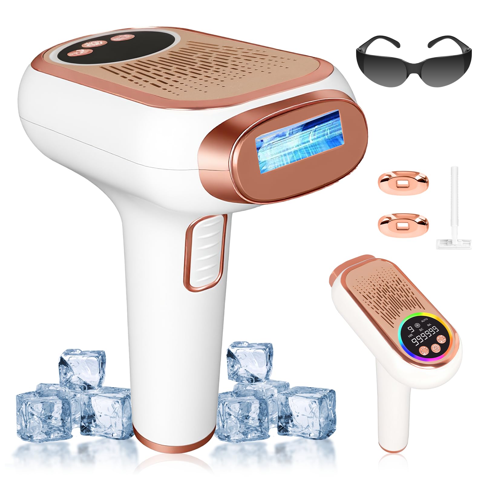 NICEWIN IPL Depilación con función de congelación – Dispositivo IPL sin dolor con 3 modos (HR/SC/RA), 9 niveles de energía, 999.999 pulsos de luz para hombres y mujeres – Ideal para cara, bikini